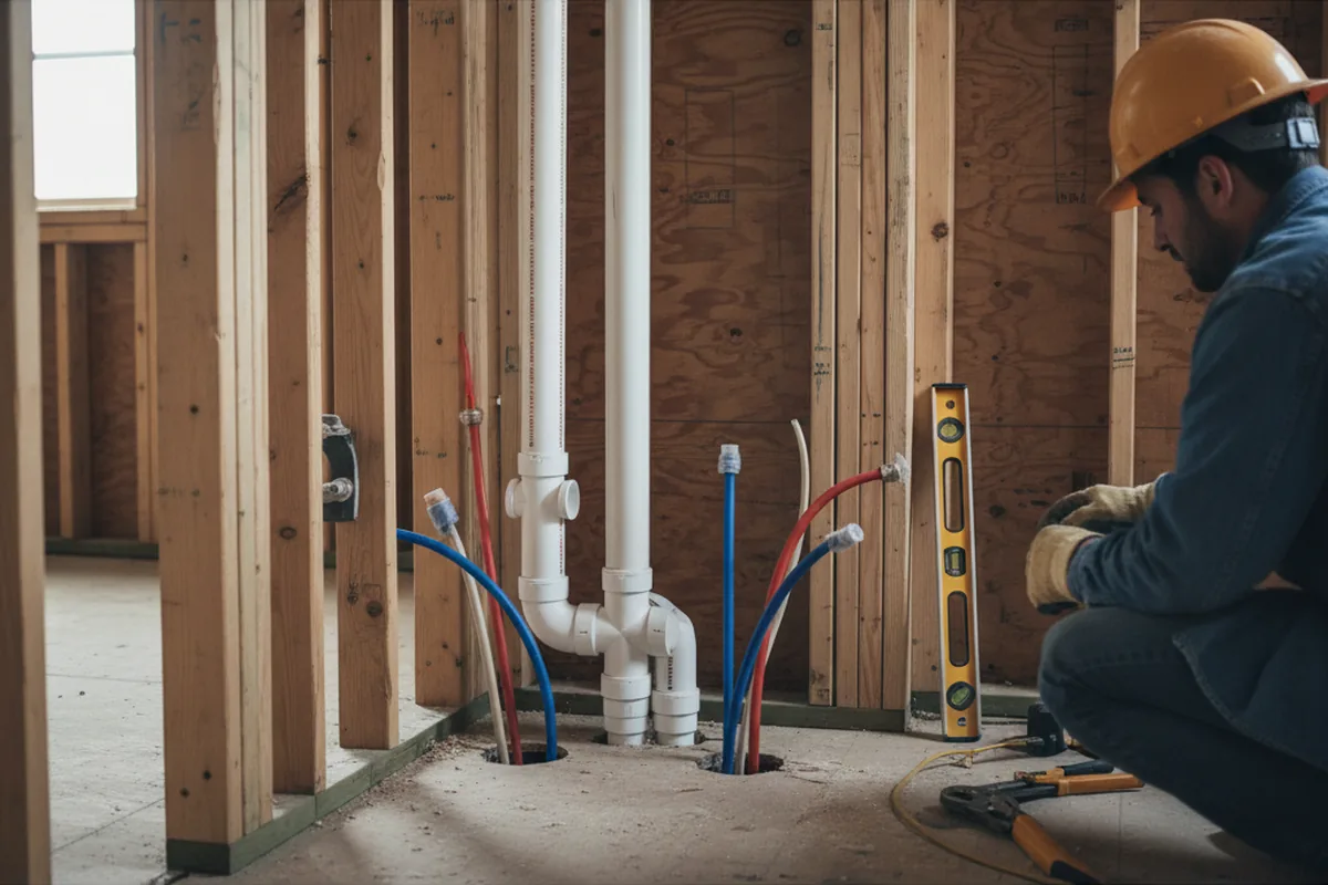 Drain and supply rough-in during Drain Cleaning in Bentonville